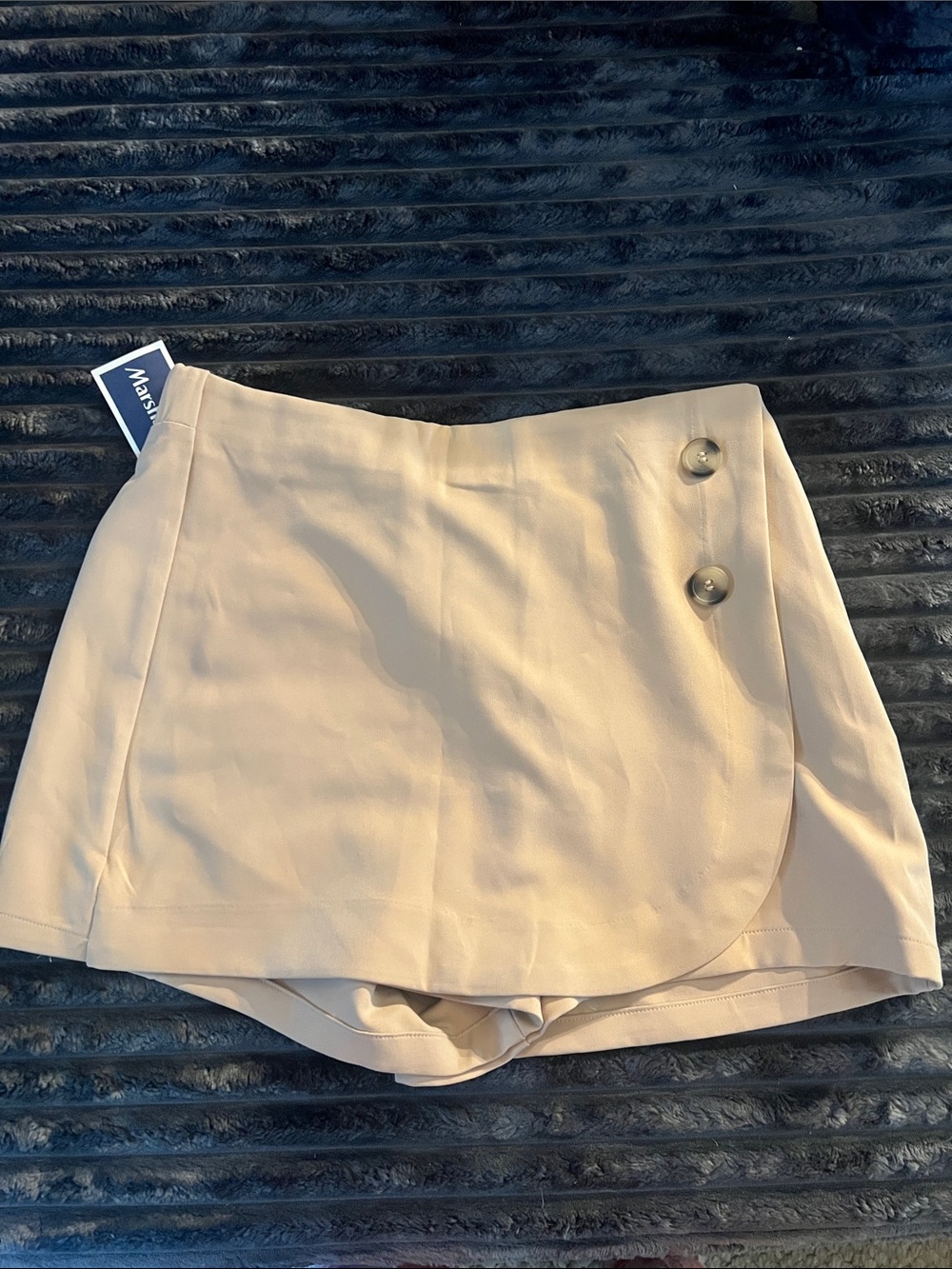 Love Tree Beige Wrap-Front Skort with Button Detail